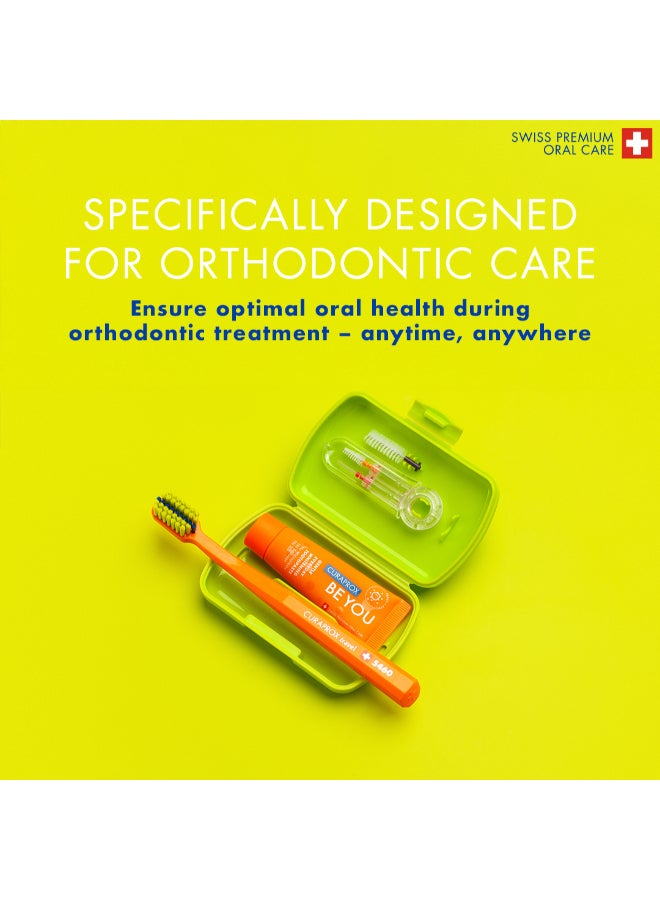 CURAPROX Travel Set Ortho Green I Includes CS 5460 Travel Toothbrush, 10ml Be You Toothpaste, CPS Prime 07 & 09 Interdental Brushes I Compact Oral Care Kit for On-the-Go - Image 3