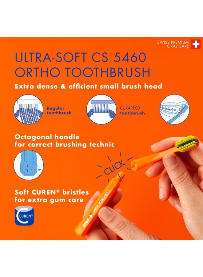 CURAPROX Travel Set Ortho Green I Includes CS 5460 Travel Toothbrush, 10ml Be You Toothpaste, CPS Prime 07 & 09 Interdental Brushes I Compact Oral Care Kit for On-the-Go - Image 4