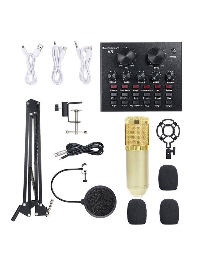 NIBEMINENT 13-Piece Multi-Functional Live Sound Card Set Black/White/Gold  - Image 1