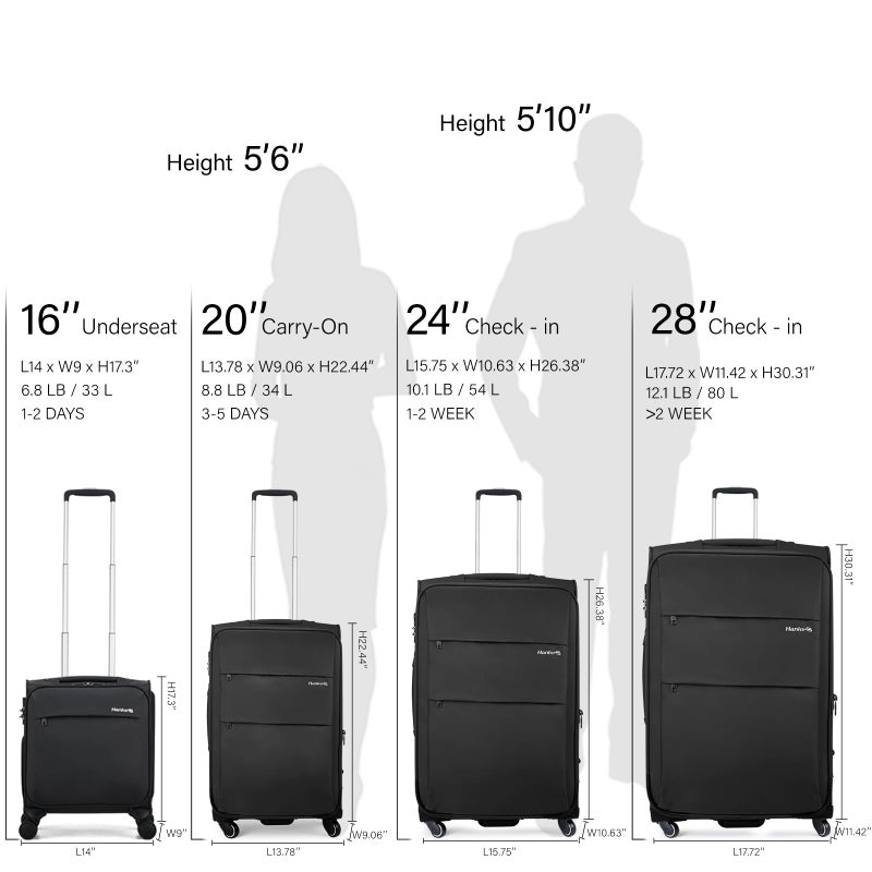 Hanke 16 Inch Underseat Carry On Luggage with Wheels Small Suitcase Softside Luggage Bags for Travel Lightweight Suitcases with Wheels Travel Luggage Personal Item for Men and Women(Dark Gray) - Image 3