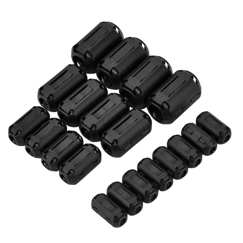 Konohan 20 Pieces Ferrite Bead Clip on Ferrite Core Noise Suppressor Rings RFI EMI Noise Filter Cable Clip for USB Video Data Cable, 0.11/0.19/0.27/0.35/0.51 Inch Inner Diameter, Black - Image 1
