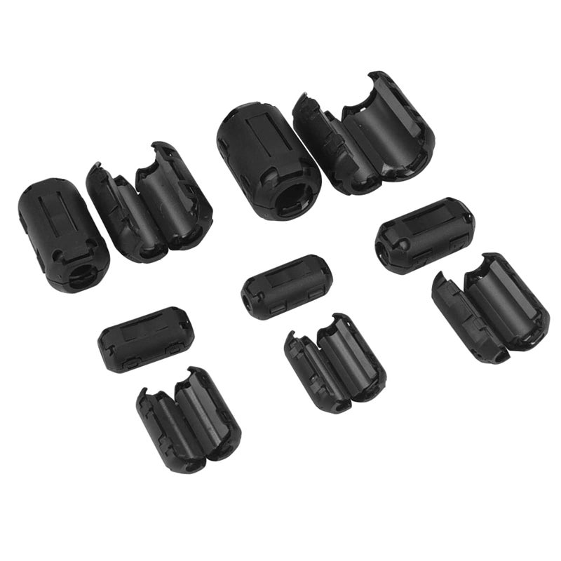 Konohan 20 Pieces Ferrite Bead Clip on Ferrite Core Noise Suppressor Rings RFI EMI Noise Filter Cable Clip for USB Video Data Cable, 0.11/0.19/0.27/0.35/0.51 Inch Inner Diameter, Black - Image 4