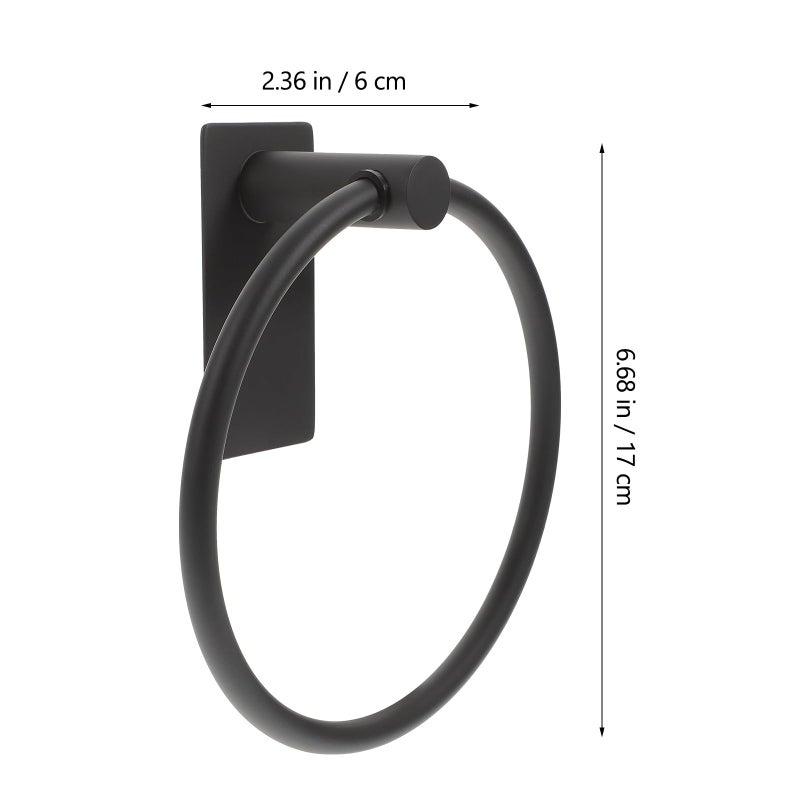 Stainless Steel Black Towel Ring No Drill Wall Mounted Hand Towel Holder - Image 3