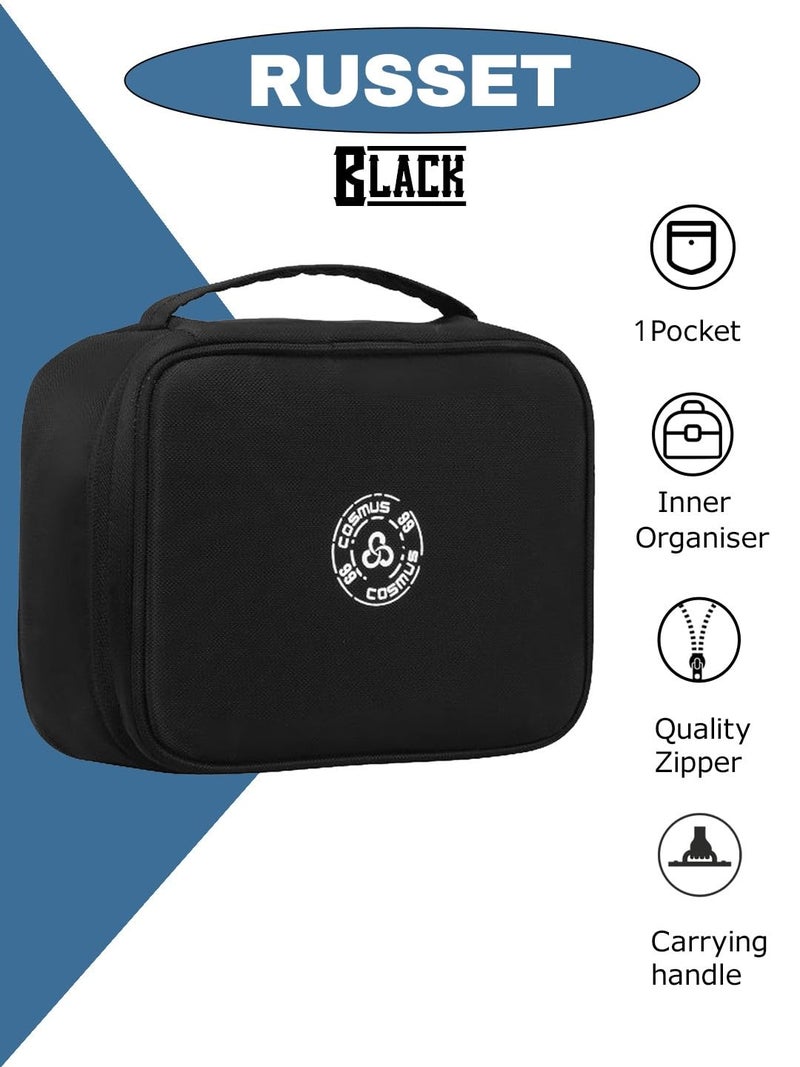 Cosmus Russet Black Travel Makeup Bag - Cosmetic Organizer Case Portable Toiletry Bag for Women and Girls - Image 2