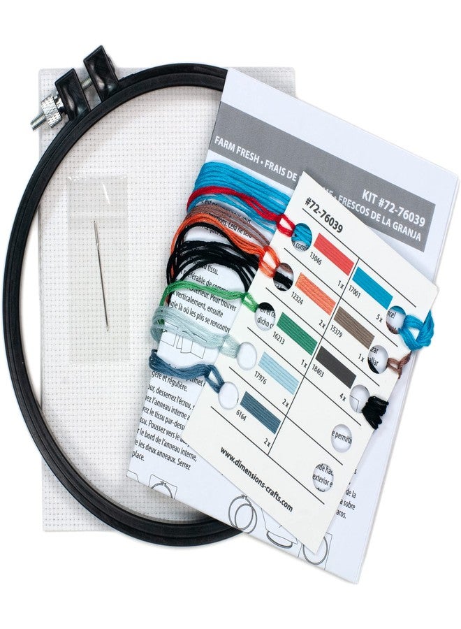 Dimensions Farm Fresh Personalized Counted Cross Stitch Kit for Beginners, 6" Diameter, Multicolor 4 Piece - Image 3