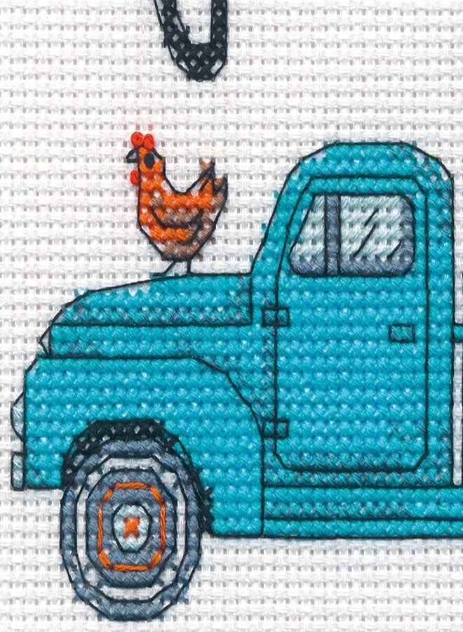 Dimensions Farm Fresh Personalized Counted Cross Stitch Kit for Beginners, 6" Diameter, Multicolor 4 Piece - Image 4