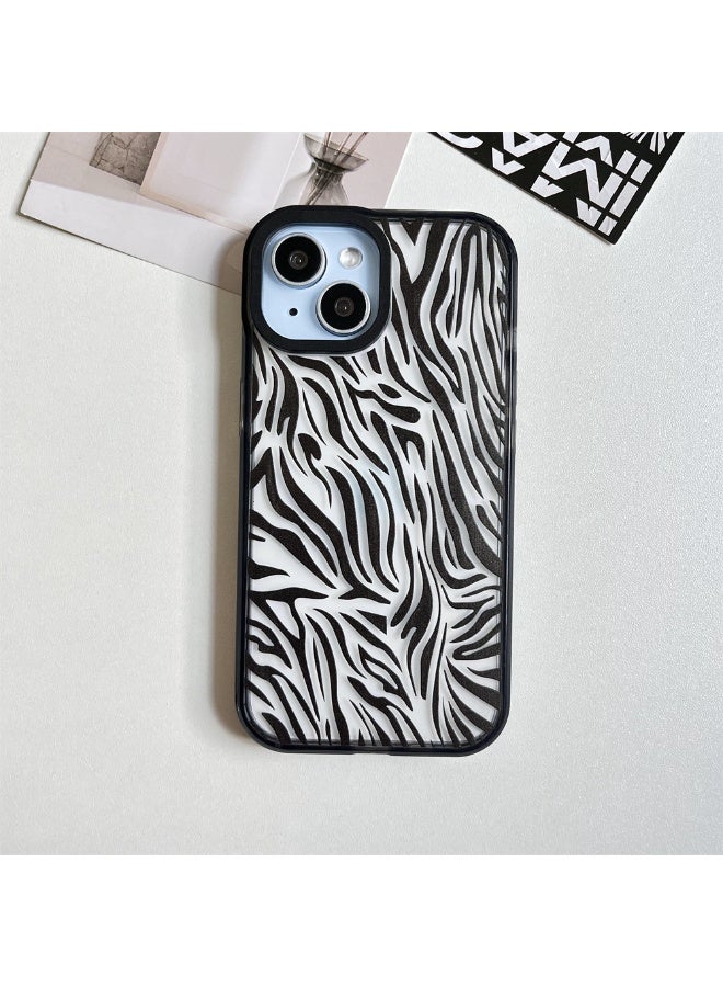 NIBEMINENT Simple Acrylic Black Zebra Pattern Protective TPU Case Cover For iPhone 16 Plus Clear - Image 1
