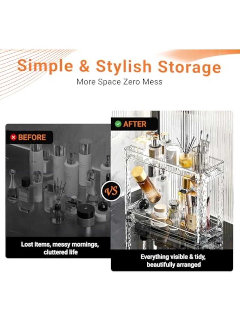 YelaJoy 2-Tier Perfume and Makeup Organizer Countertop, Portable Bathroom and Vanity Storage Solution for Skincare, Cosmetics, and Accessories, Space-Saving Design for Corners and Cabinets (Transparent) - Image 5