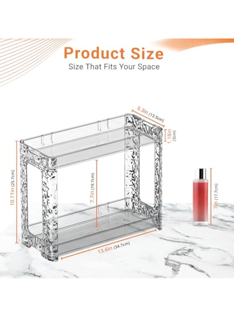 YelaJoy 2-Tier Perfume and Makeup Organizer Countertop, Portable Bathroom and Vanity Storage Solution for Skincare, Cosmetics, and Accessories, Space-Saving Design for Corners and Cabinets (Transparent) - Image 2