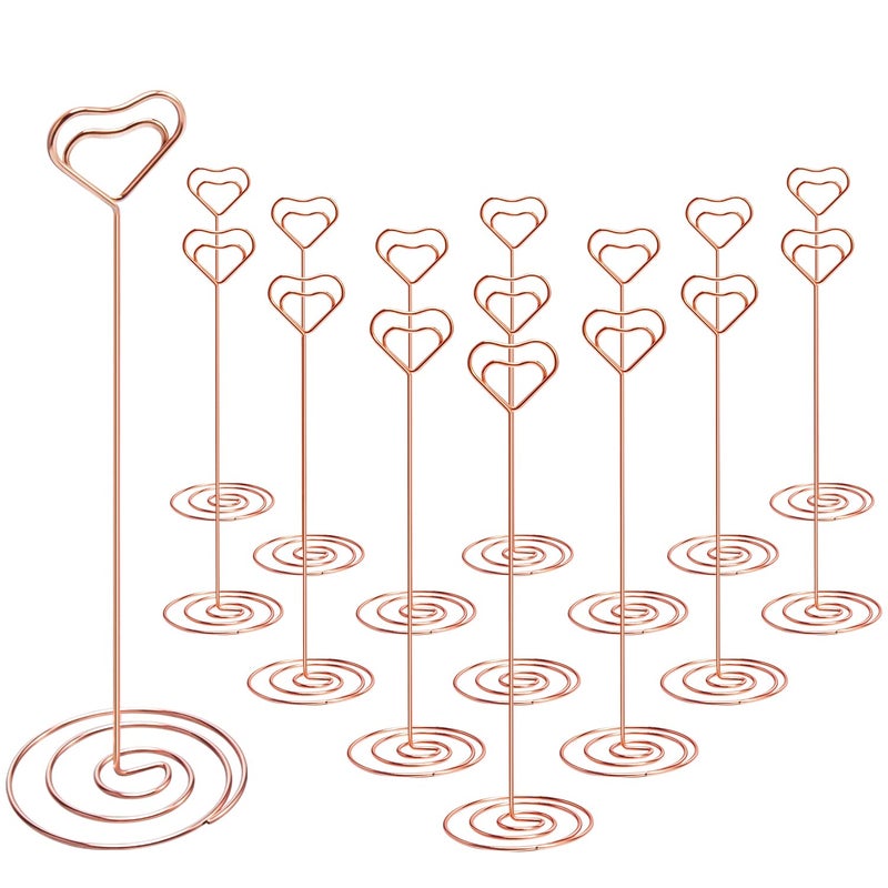 IMAMIN 16pcs Place Card Holders 875 Inches Tall Table Number Holders Rose Gold Picture Holder for Tables with Heart Shaped Clip for Wedding Photos Food Signs Memo Notes Restaurant Birthday