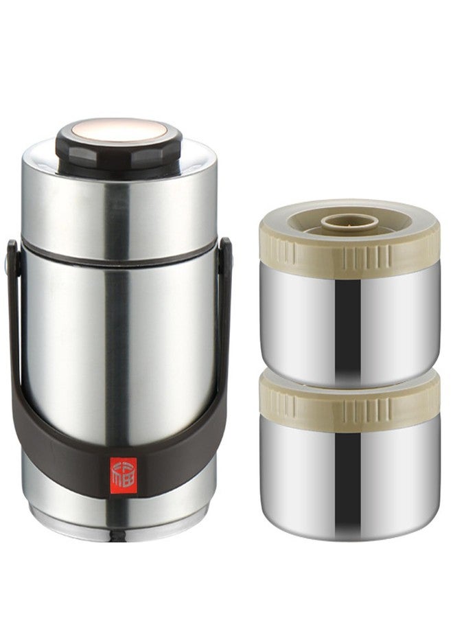 Goldmeet Thermal For Hot Food,1.5L Bento Lunch Box,2-Tier Stackable Insulated Food Jar,Portable Stainless Steel Food Container,Leakproof Insulated Lunch Container For Hot Food,For Office Picnic Travel(Silver) - Image 1