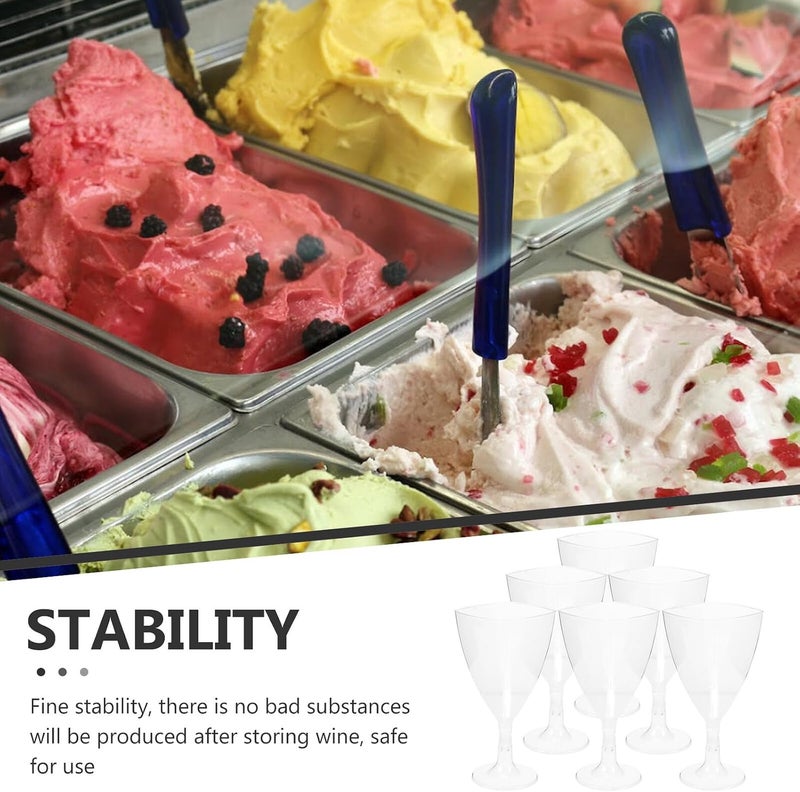 Moisture proof Abaodam 25pcs Disposable Stemmed Wine Cups 220ml Cocktail Glasses for Parties and Single-use Dessert Pudding Ice Cream Serving Flexible sizing options - Image 3