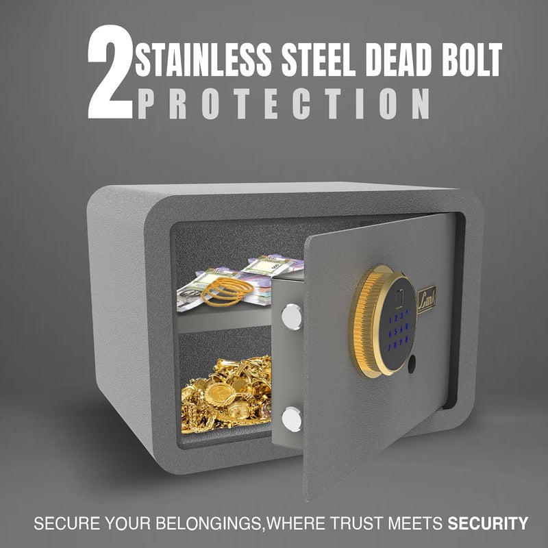 Link Smart Ultron Safe Locker for Home 17L Capacity Motorized Digital Lock Fingerprint PIN Access AntiTheft password Vibration Alarm Grey - Image 3