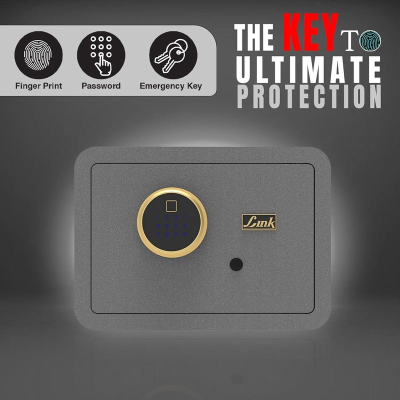 Link Smart Ultron Safe Locker for Home 17L Capacity Motorized Digital Lock Fingerprint PIN Access AntiTheft password Vibration Alarm Grey - Image 2