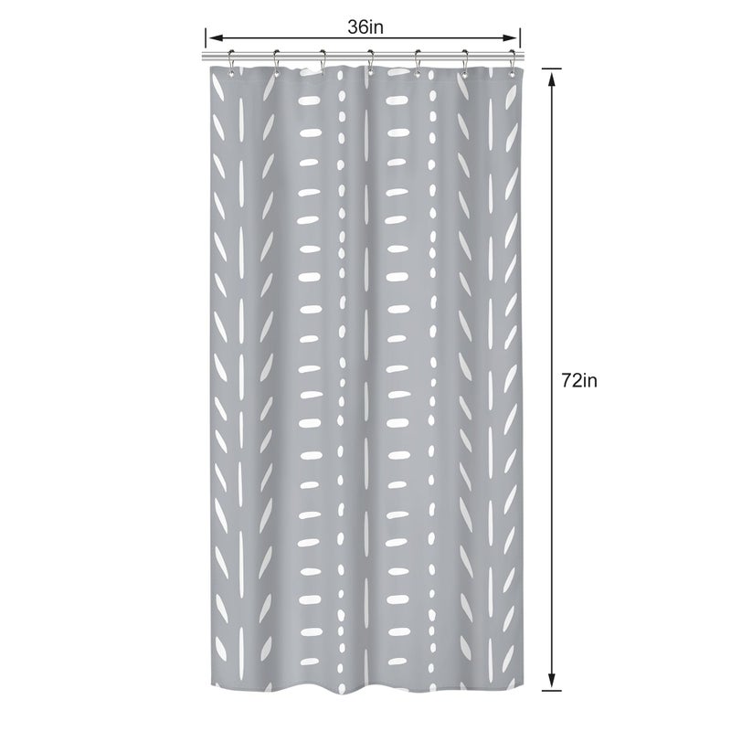 ريديكور RIYIDECOR كشك صغير بوهو رمادي نصف الحجم دش الستار شيفرون متعرجة مخطط مخطط هندسي 36Wx72H بوصة واحدة ضيقة صغيرة المشي قفا النسيج ديكور الحمام بوليستر مقاوم للماء 7 حزمة السنانير - Image 2