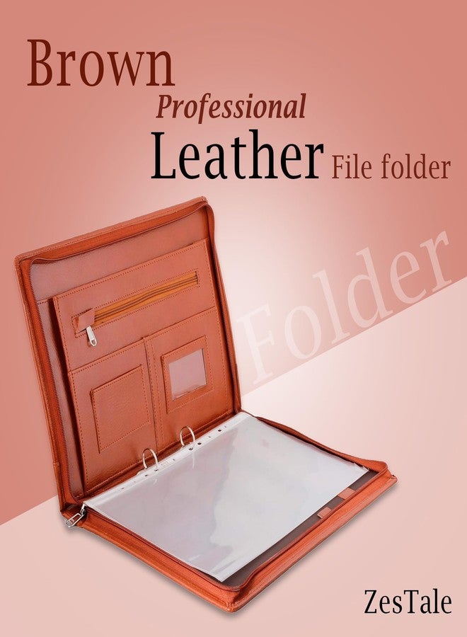 ZesTale Professional Leatherette Material 2 Ring File Folders, Conference Folder| Certificate Document Folder | Certificates Folder | Leather File folders for documents | Folders with 20 Leafs (Tan) - Image 5