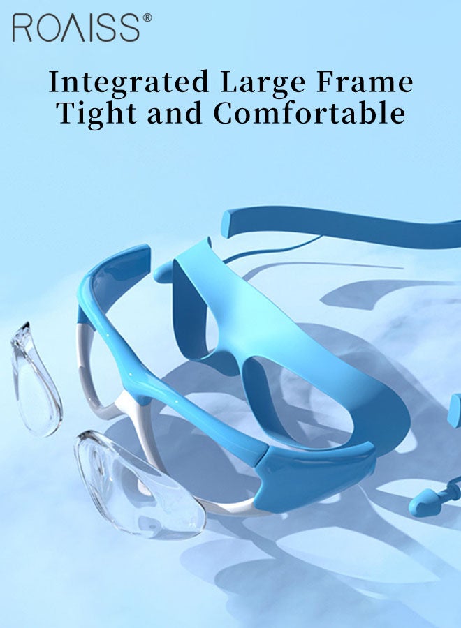 رويس قطعتان من طقم نظارات سباحة للأطفال، نظارات سباحة مقاومة للماء ومضادة للضباب مع سدادات أذن مدمجة، نظارات واضحة رؤية لحمام السباحة للأولاد والبنات من سن 3 إلى 15 عامًا، باللون الأزرق والأرجواني - Image 5