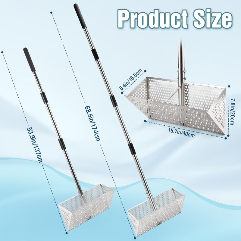 AugFir Sand Flea Rake, Stainless Steel Sand Sifter, Shark Tooth Sifter with A 16-Inch Wide Drain Screen for Finding Fleas,Shells and Shark Teeth - Image 2