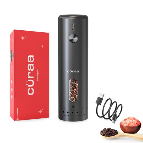 CÜRAA Electric Pepper Grinder with Adjustable Coarseness for Precision Seasoning | Rechargeable, One-Hand Operation | Automatic Pepper Mill for Kitchen | By Chef Sanjyot Keer - Image 1