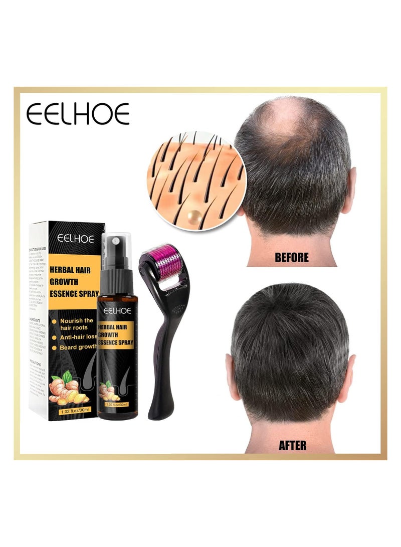 EELHOE 30ml Herbal Hair boost Essence Spray Roller Set Hair Root Nourishing Anti Loss Beard Growth Promoting Ginger Hair Spray - Image 2
