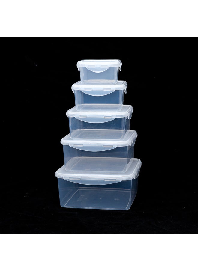 Generic - Factory Direct Multi-buckle Commercial Crisper Food Grade Refrigerated Heated Crisper Storage Sealed-Specifications:Rectangular C 04 800ml-Color:Transparent - Image 1