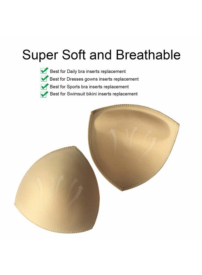 DAYKIT 3 Pairs Removeable Push up Triangle Bra Pads Inserts,Replacement Pad for Bikinis Top Sport Bra Swimsuit for A B C Cups-Beige, Beige, Small Size - Image 3