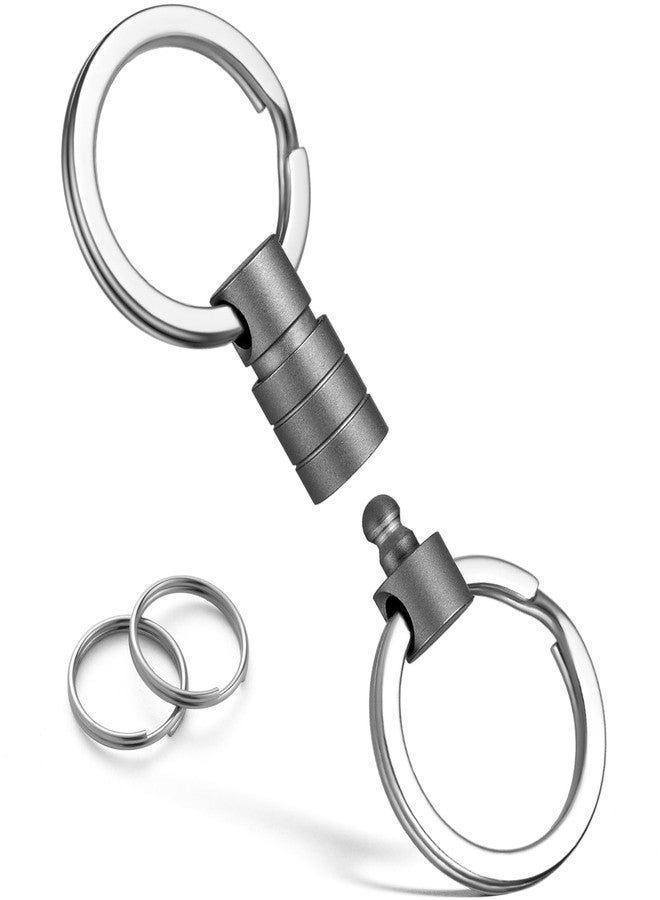 FEGVE Titanium Quick Release Swivel Keychain, Pull Apart Detachable Keychain Heavy Duty Car Key Holder with 4 Key Rings - Image 1