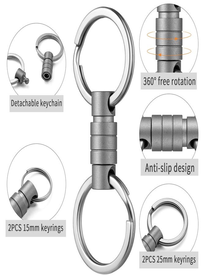 FEGVE Titanium Quick Release Swivel Keychain, Pull Apart Detachable Keychain Heavy Duty Car Key Holder with 4 Key Rings - Image 4
