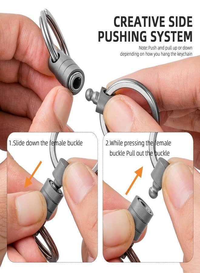 FEGVE Titanium Quick Release Swivel Keychain, Pull Apart Detachable Keychain Heavy Duty Car Key Holder with 4 Key Rings - Image 3