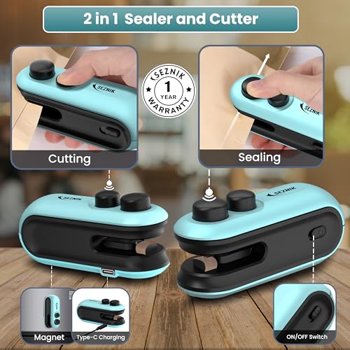 Seznik Portable Mini Sealing Machine, Handheld Packet Sealer for Food, Snacks, Chips, Fresh Storage, Plastic Bags Sealing Machine, 1 YEAR Warranty (SZ-PS03) - Image 4