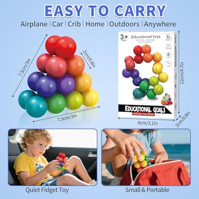 Hymaz Autism Sensory Fidget Toys for Kids Age 3-4 5-7, Quiet Autism ADHD Adluts Stress Toy, Toddlers Activities Figette Balls Calm Down Travel Airplane Essentials (6Pack-120Pcs) - Image 5