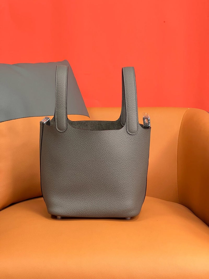 Handmade Wax Line Vegetable Basket 18/22 Top Layer Cowhide Tc Leather Leather Togo Bucket Bag Stainless Steel Hardware Sweeping Oil - Image 4