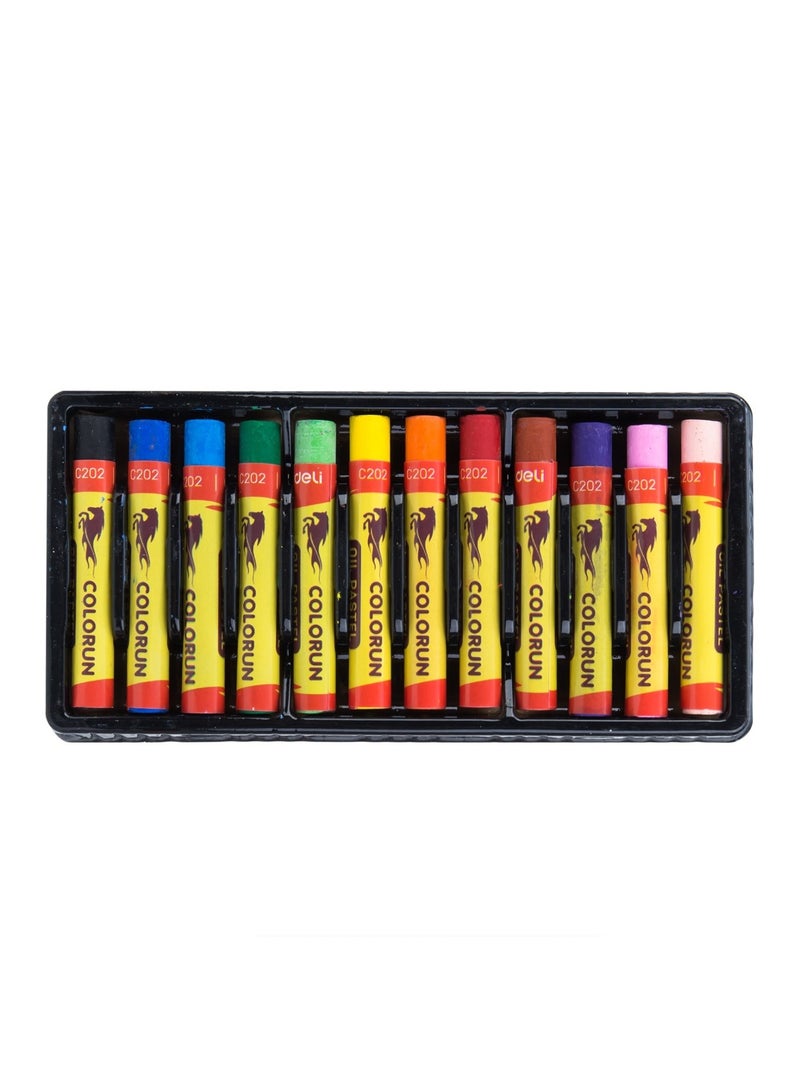 Deli 12-Piece Oil Pastel Set With Round Barrel Multicolour - Image 3