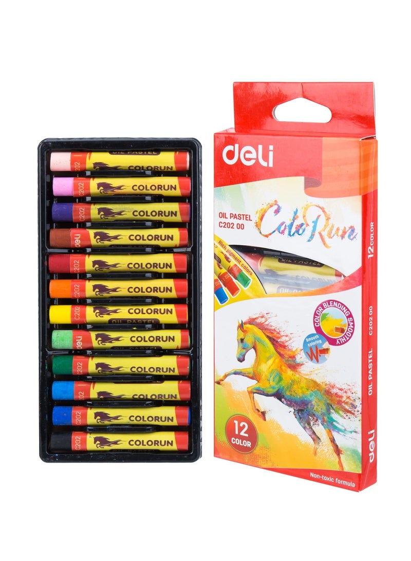 Deli 12-Piece Oil Pastel Set With Round Barrel Multicolour - Image 1