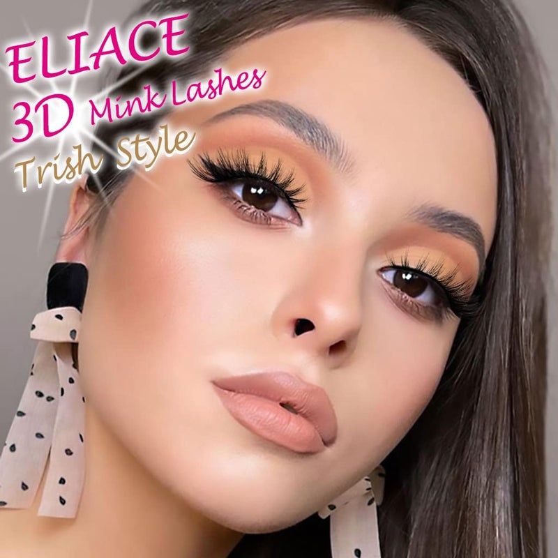 Eliace False Eyelashes 15 Pairs Cat Eye-Lashes 3D Mink Lashes,Spiky Wispy Natural Long Faux Mink Lashes Strips Soft & Reusable Makeup Professional Fake Eyelashes Pack | Trish Style - Image 3