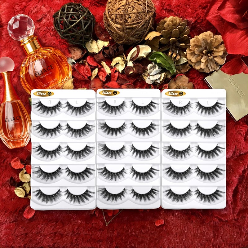 Eliace False Eyelashes 15 Pairs Cat Eye-Lashes 3D Mink Lashes,Spiky Wispy Natural Long Faux Mink Lashes Strips Soft & Reusable Makeup Professional Fake Eyelashes Pack | Trish Style - Image 2