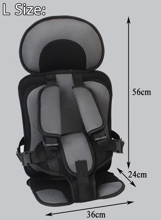 Child Safety Seat Mat Portable Baby Car Seat Belt Removable and Washable Baby Safety Seat Foldable Car Seat Booster Seat Suitable 0 months to 6 years Child (Grey/L) - Image 2