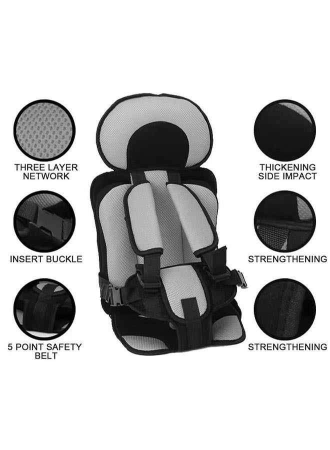 Child Safety Seat Mat Portable Baby Car Seat Belt Removable and Washable Baby Safety Seat Foldable Car Seat Booster Seat Suitable 0 months to 6 years Child (Grey/L) - Image 4