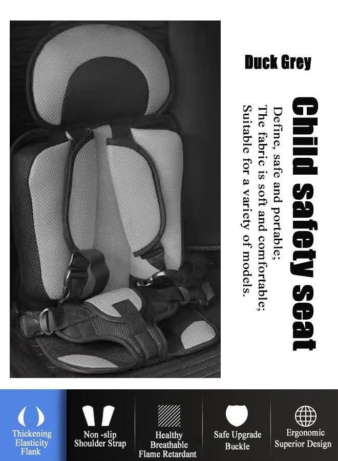 Child Safety Seat Mat Portable Baby Car Seat Belt Removable and Washable Baby Safety Seat Foldable Car Seat Booster Seat Suitable 0 months to 6 years Child (Grey/L) - Image 3