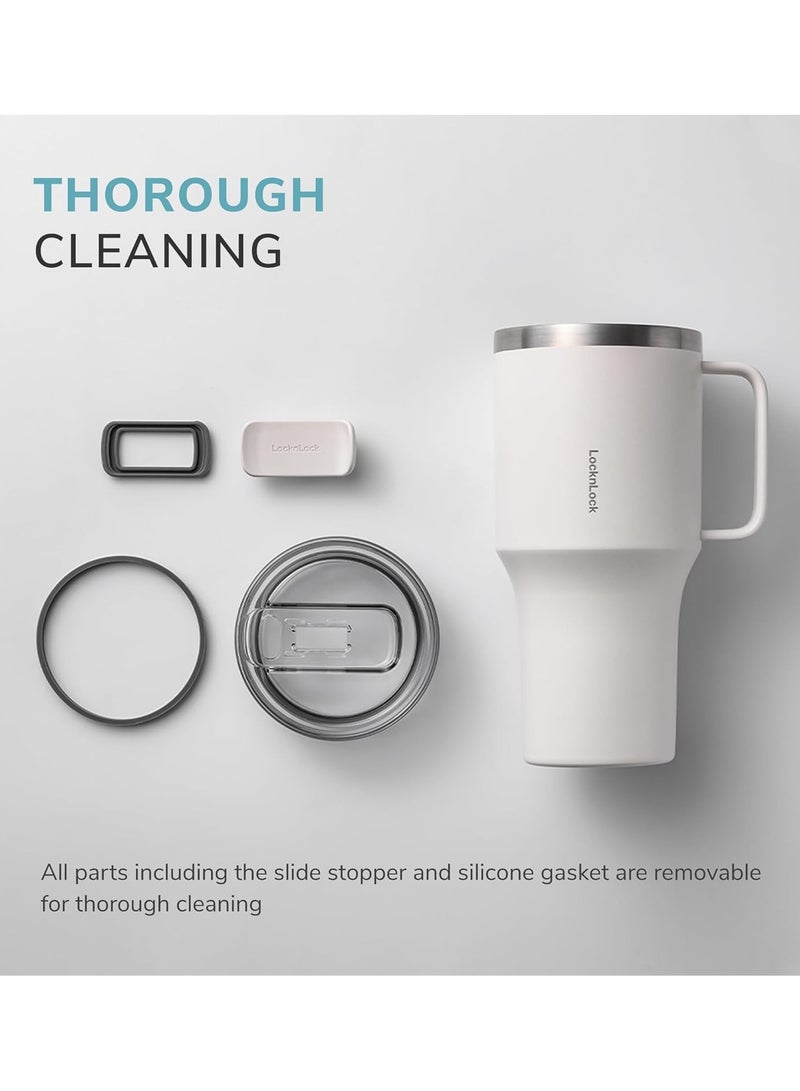 LOCK & LOCK LocknLock Metro Mug King 820ml Grey - Eco-Friendly, BPA-Free, Double-Wall Insulated Stainless Steel Mug with Spill-Resistant Lid, Non-Slip Bottom, and Integrated Handle for Hot and Cold Beverages - Image 2
