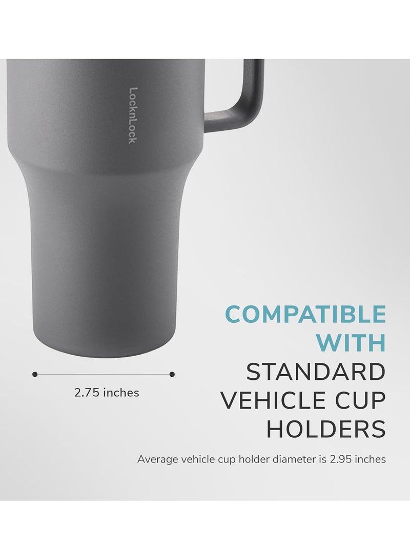 LOCK & LOCK LocknLock Metro Mug King 820ml Grey - Eco-Friendly, BPA-Free, Double-Wall Insulated Stainless Steel Mug with Spill-Resistant Lid, Non-Slip Bottom, and Integrated Handle for Hot and Cold Beverages - Image 3