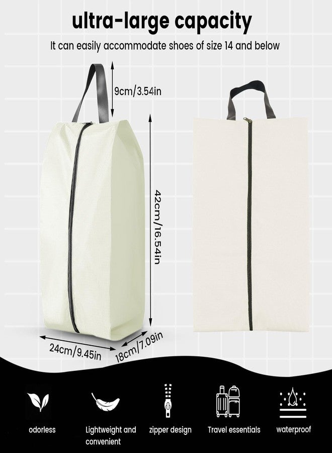 Bagentry 3 Pack Folding Shoe Bags for Travel with Zipper Closure, Waterproof Shoe Storage Bag with Handle, Washable Shoe Organizers Packing Cubes for Gym Women Men (Cream) - Image 2