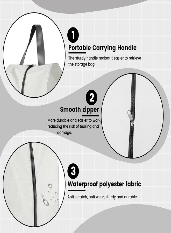 Bagentry 3 Pack Folding Shoe Bags for Travel with Zipper Closure, Waterproof Shoe Storage Bag with Handle, Washable Shoe Organizers Packing Cubes for Gym Women Men (Cream) - Image 3