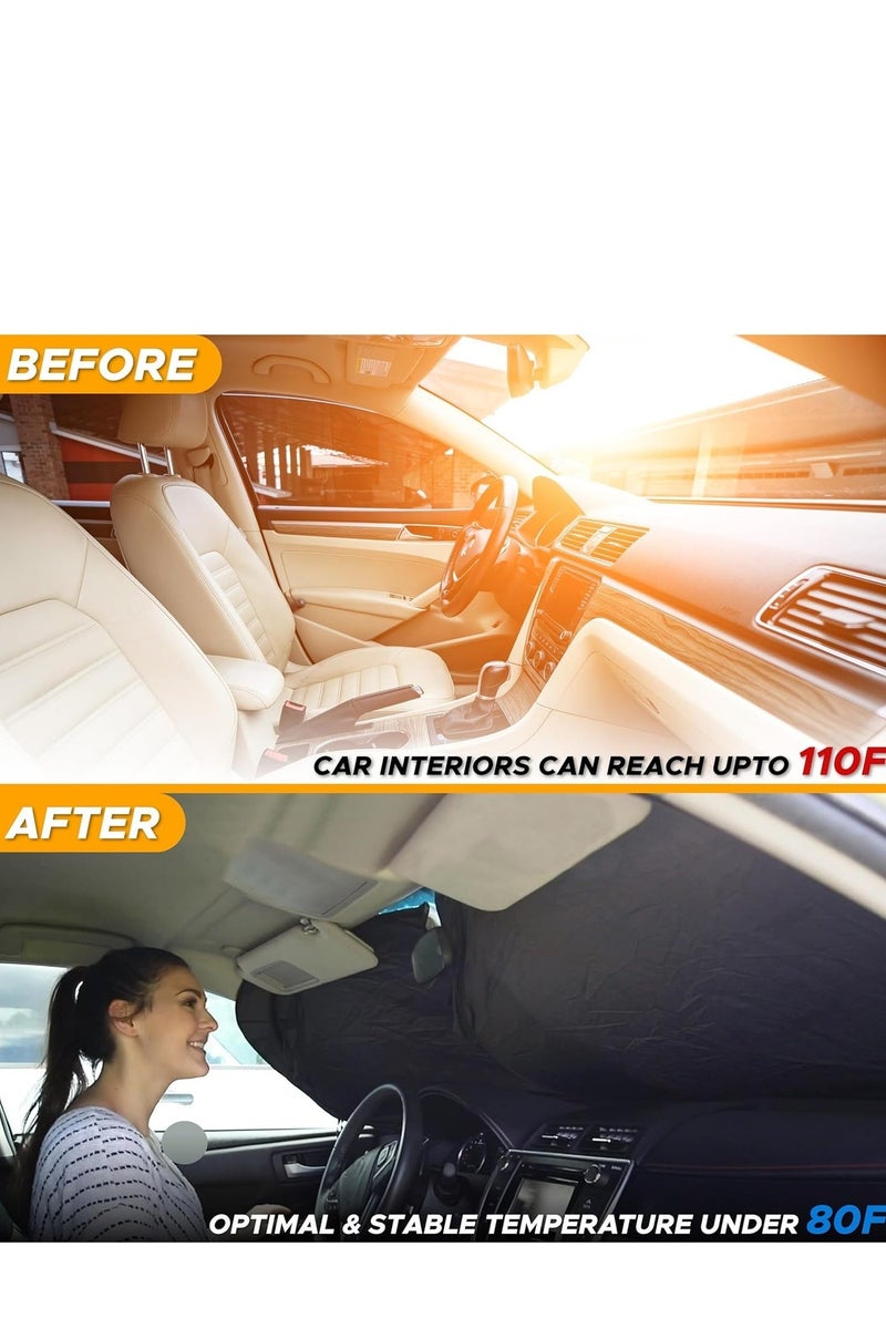 Flushrenic Car Windshield Sun Shade,Blocks UV Rays Sun Visor Protector, Sunshade To Keep Your Vehicle Cool And Damage Free, Fits Windshields of Various Sizes - Image 3