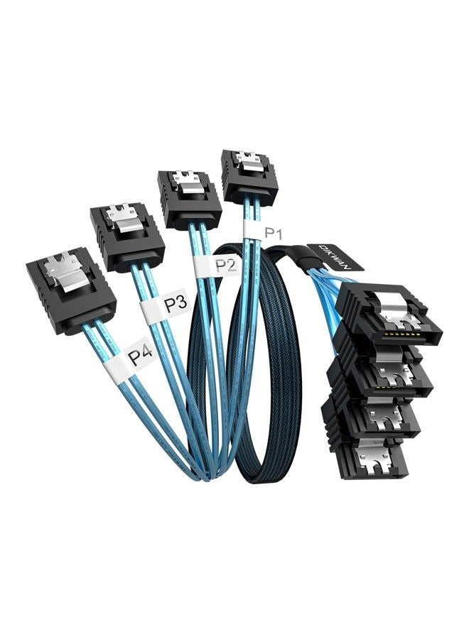 OIKWAN كابل SATA-III، 4 قطع/مجموعة 6Gb/s - كابل SATA، كابل SATA مرن 7 دبابيس، كابل بيانات SATA مستقيم بديل لأجهزة كمبيوتر بيتكوين-سيرفر محركات CD DVD RAID HDD-SSD (3.3 قدم) - Image 1