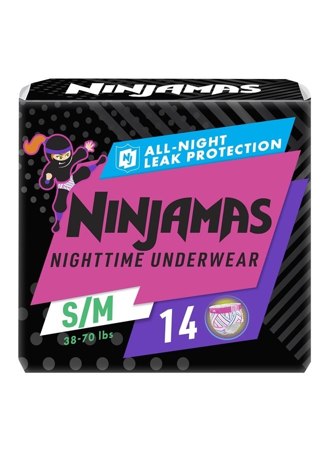 Pampers Ninjamas Nighttime Bedwetting Underwear Girls - Size S/M (38-70 lbs), 14 Count - Image 1