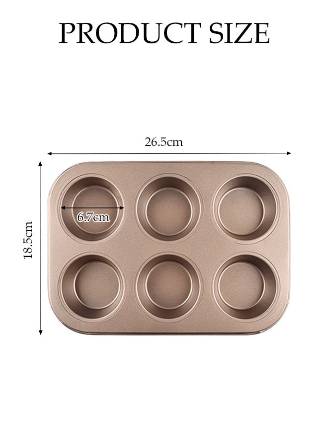 DUNISO 6-Cup Cupcake Muffin Pan Nonstick Carbon Steel Muffin Pan Tray Reusable Muffin Pan Tray Mold Regular Size Cupcake Baking Pan Molds for Oven Dishwasher Safe - Image 4