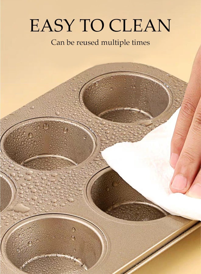 DUNISO 6-Cup Cupcake Muffin Pan Nonstick Carbon Steel Muffin Pan Tray Reusable Muffin Pan Tray Mold Regular Size Cupcake Baking Pan Molds for Oven Dishwasher Safe - Image 5