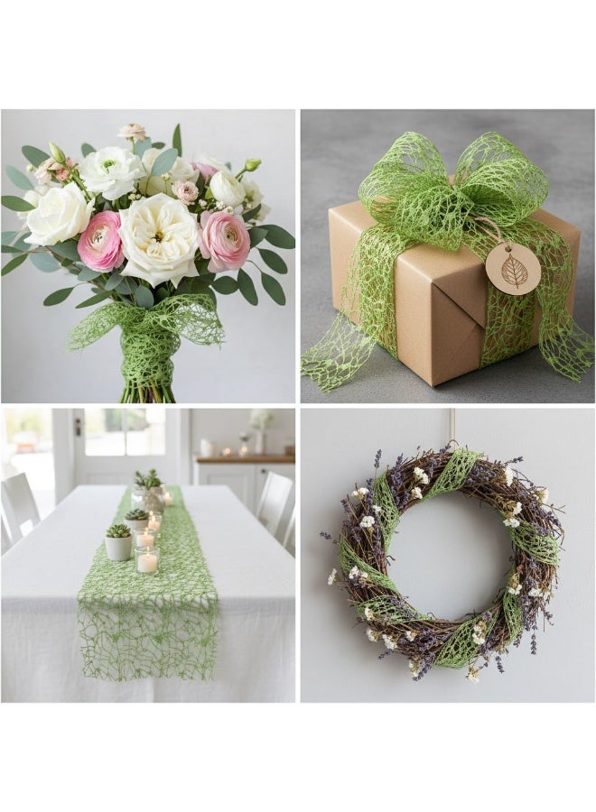 Premium Mesh Fabric Decoration Ribbon (274 * 6.35 cm)- Net Weave Design for Gift Wrapping, Flower Bouquets & DIY Crafts - Elegant Decorative Ribbon for Parties & Home Decor, 3 Pcs - Image 3
