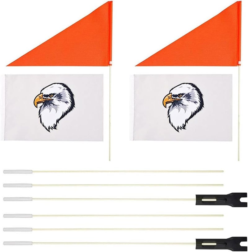 Uelfbaby 2Pcs Bike Flags Polyester Full Color Tear-Resistant Flag Waterproof Orange Safety Flag with 6-Foot Adjustable Height Heavy Duty Fiberglass Pole - Image 1